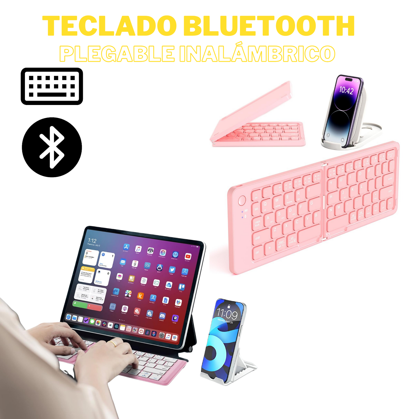 Teclado Bluetooth Plegable inalámbrico